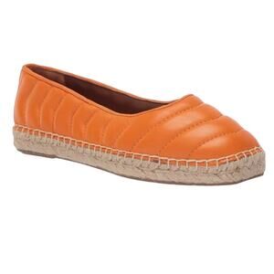 Franco Sarto Women's Kiya Quilted Leather Espadrille Ballet Flats Orange Size 11